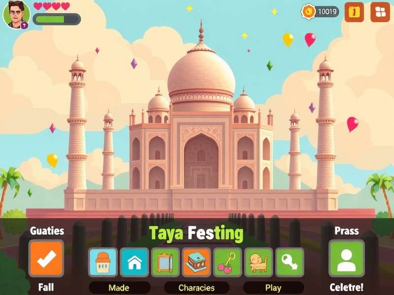 Pixel Mahal Adventure gameplay screenshot showing character exploring Taj Mahal
